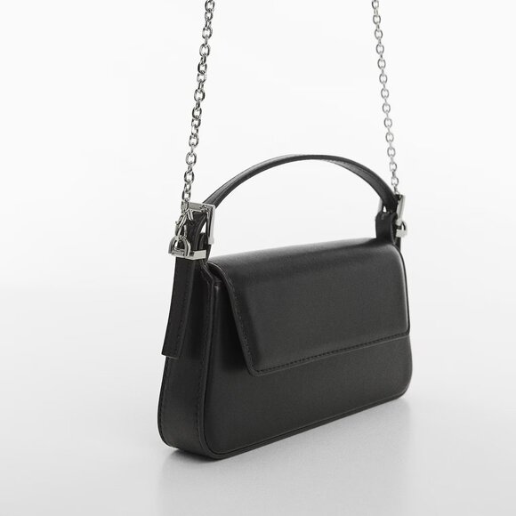 Mango Black Double Strap Bag With Flap/NWT - Picture 2 of 15